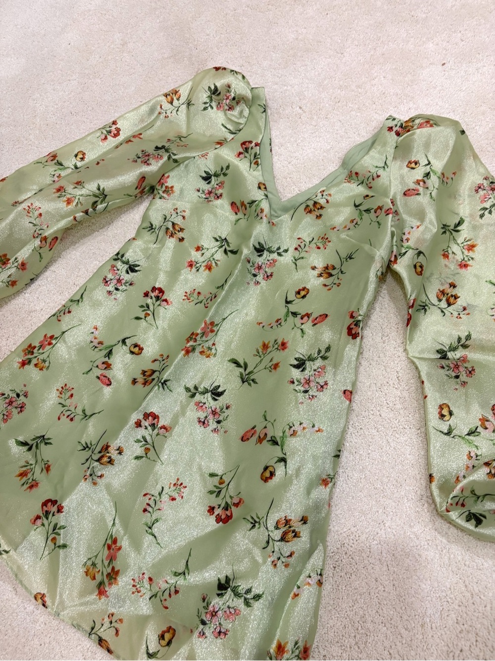 NWT Anthropologie BHLDN Samantha Long-Sleeve Organza Mini Dress Size XXS-XS - Picture 5 of 11